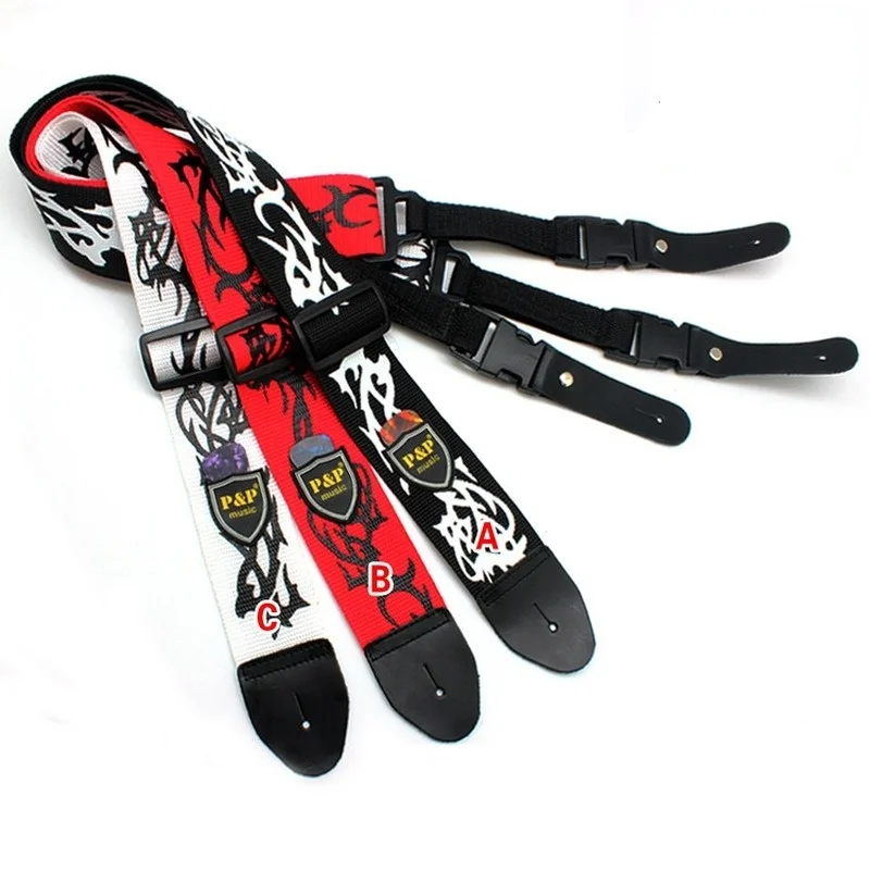 PP Guitar Strap with Leather Flame, Electric Guitar Strap, Guitar Accessories, 5cm, Hot Sale