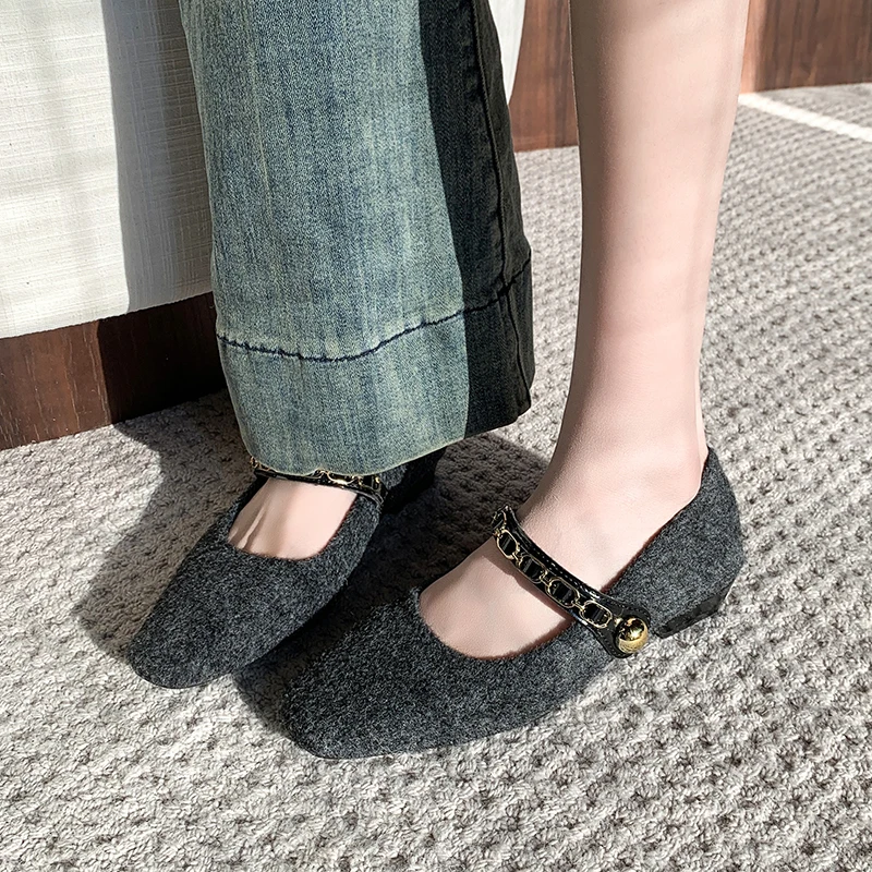 French Retro Low-heeled Soft-sole Single Shoes 2025 Spring and Summer New Fashion One-line Buckle Brown Comfortable Casual Shoes