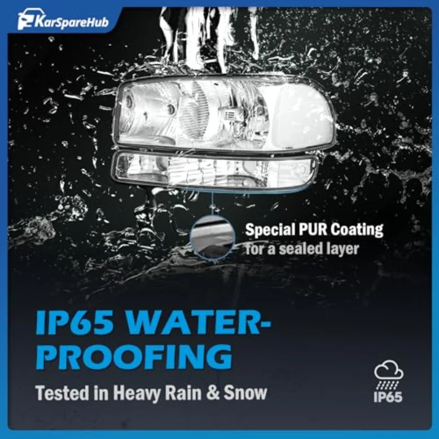 Conjunto de faróis para 19992006 GMC Sierra 1500 2500 e 20002006 GMC Yukon XL com lâmpadas completas do lado do motorista e do passageiro H