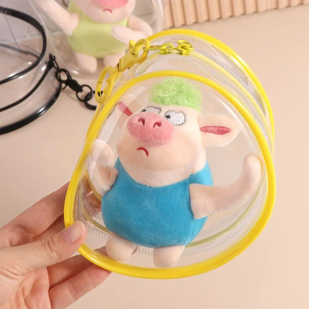 Dustproof 16cm Doll Outdoor Bag Thicken Transparent Mini Doll Outdoor Pouch with Metal Ring PVC Doll Storage Bag DIY Keychain