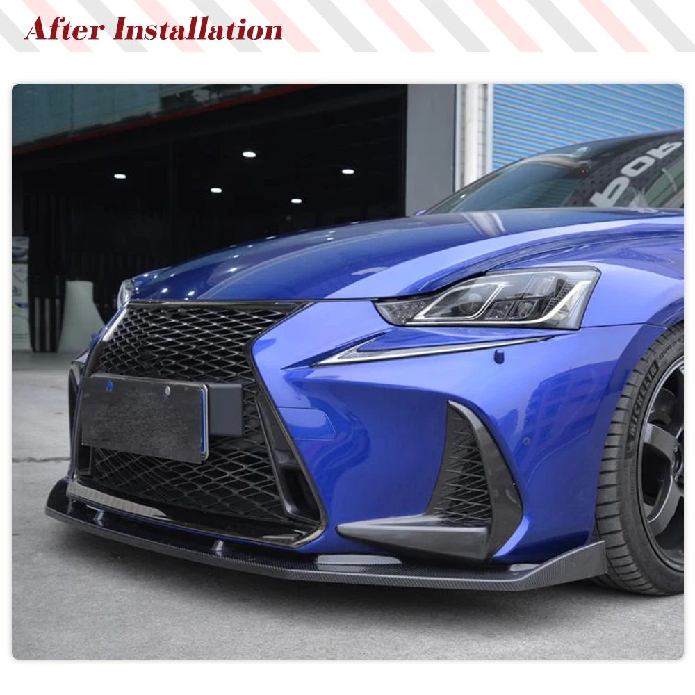 For Lexus IS300 IS350 Base F Sport Sedan 2017 2018 Carbon Fiber Front Racing Body Kits Protector Car Front Bumper Lip Spoiler