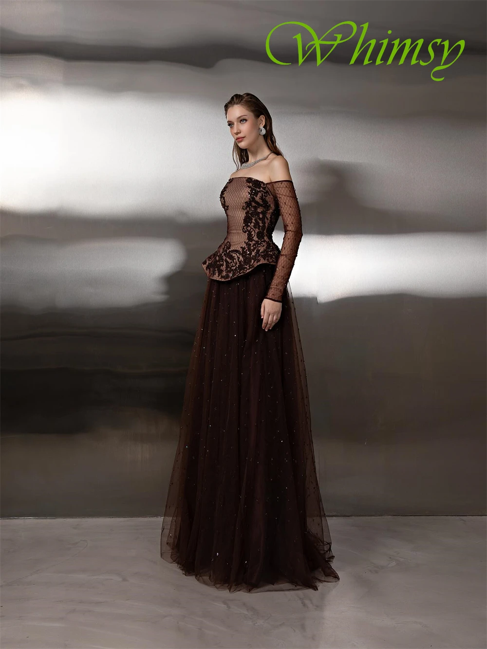 Robe de soirée en Tulle exquise personnalisée, avec des Appliques délicates, col bateau, robes de bal formelles à manches longues, robes d'occasion spéciale