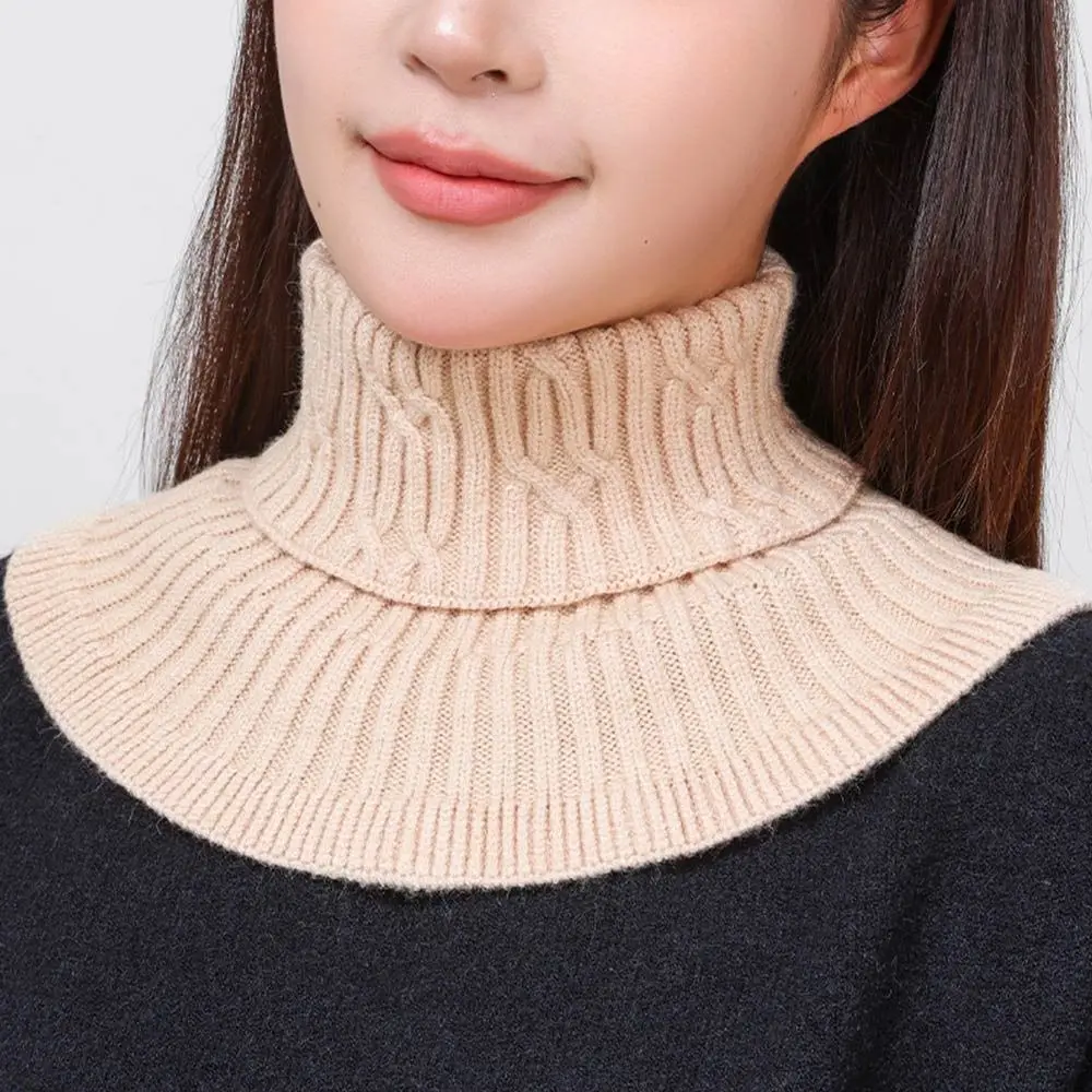 

Fashion Warm Knitted Fake Collar Detachable Windproof Neck Warmer Winter With Wooden Ears Turtleneck for Men Women