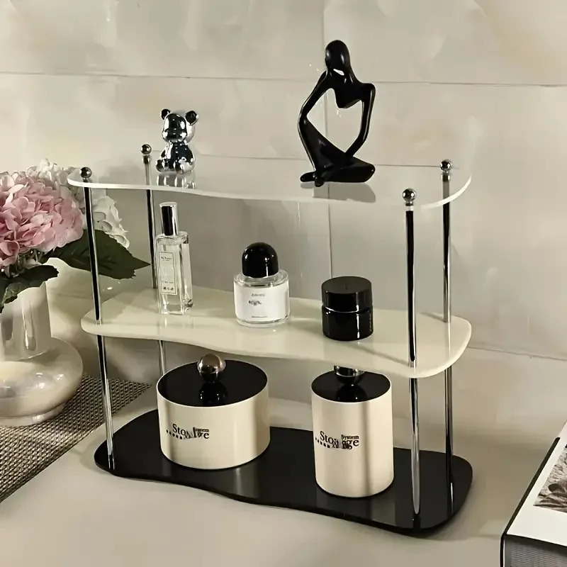 Estante de mesa acrílico extraíble: diseño moderno y elegante para organizar tazas y perfumes, soporte de exhibición para maquillaje, organizador de escritorio