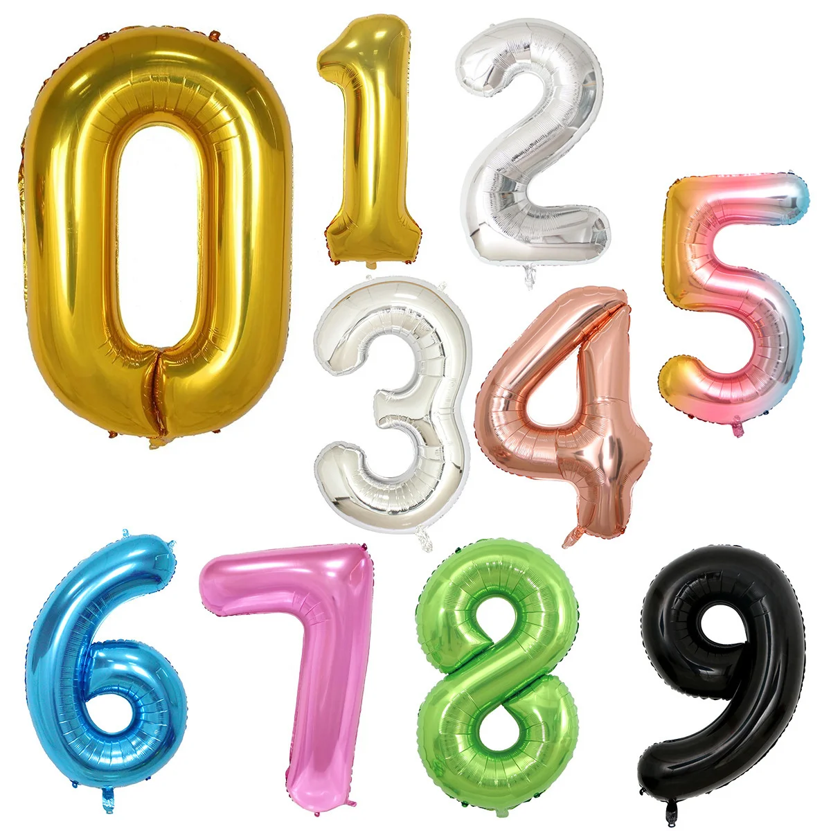 40 Inch Number Balloons Gold Silver Pink Numbers 0 1 2 3 4 5 6 7 8 9th Birthday Party Decoration Balloons Wedding Anniversary