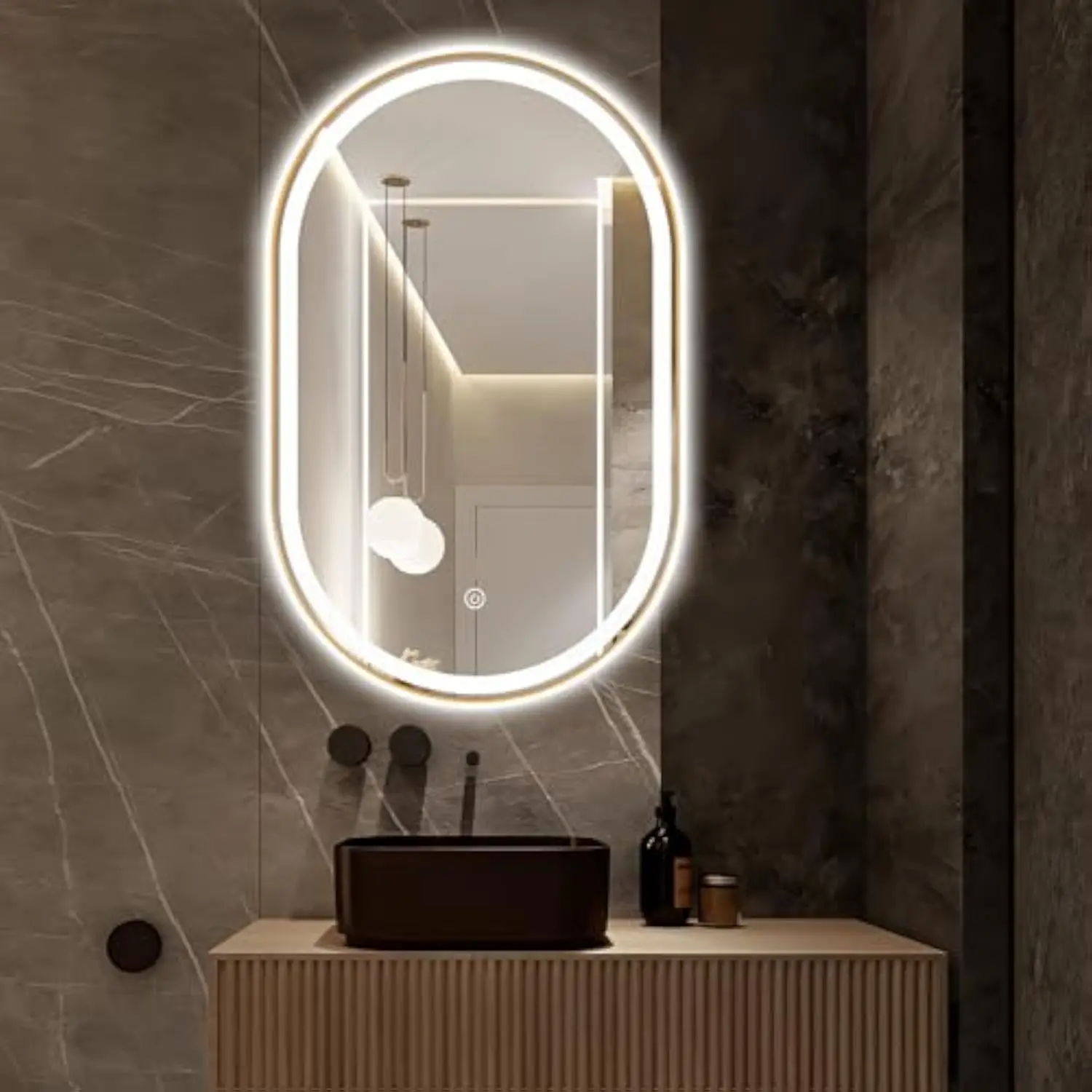 

Oval Led Mirror for Bathroom, 48X30 Front Lit + Backlit Mirror Vanity Mirror with Light Anti-Fog, Shatter-Proof, 3 Colors, Mak