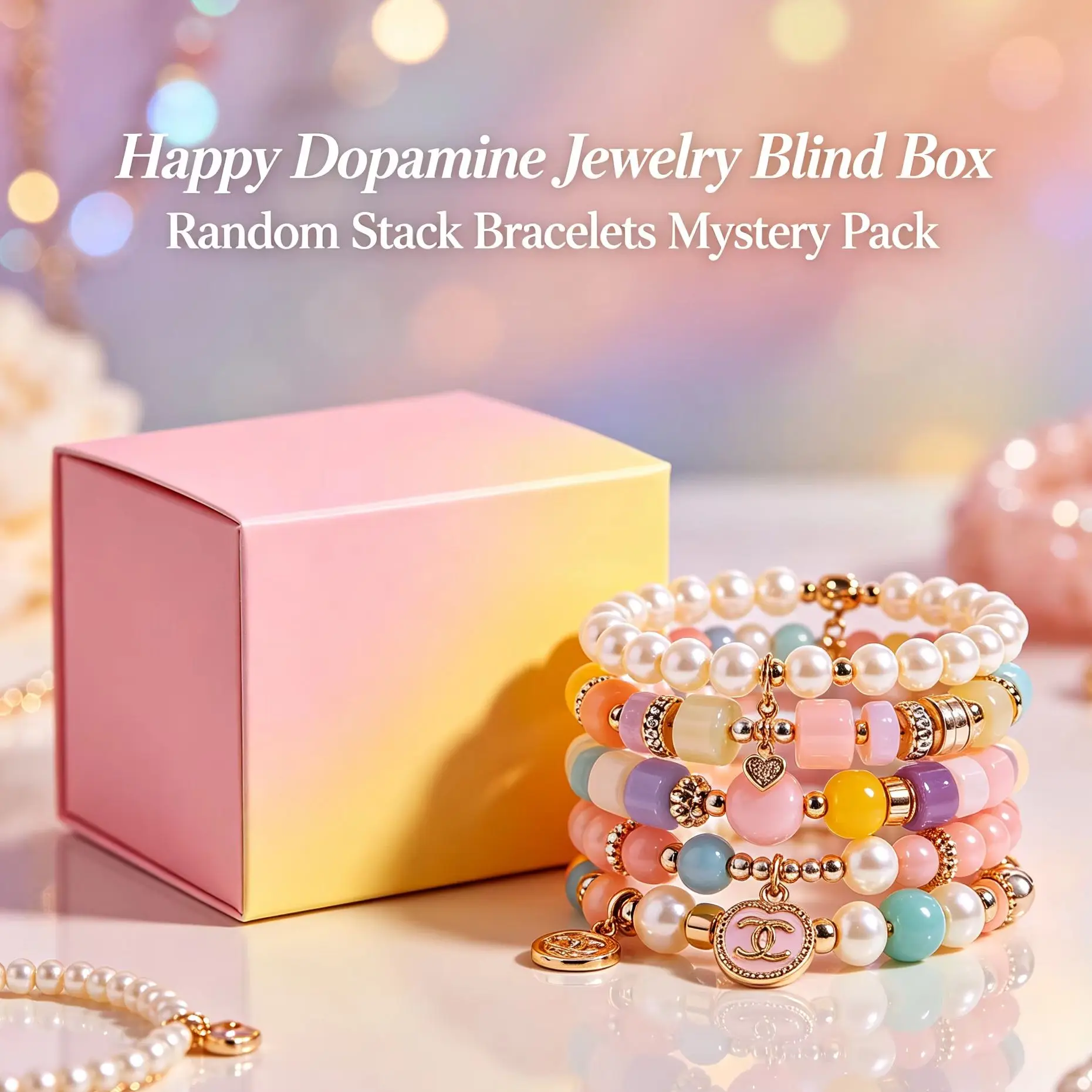 Happy Dopamine Jewelry Blind Box Random Stack Bracelets Mystery Pack