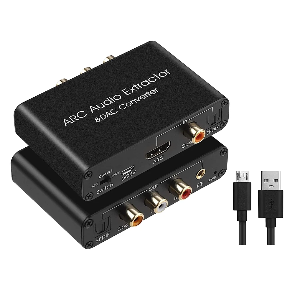 

DAC Audio Converter ARC Audio Extractor HDMI-Compatible Optical SPDIF Coaxial to Analog 3.5mm Digital to Analog