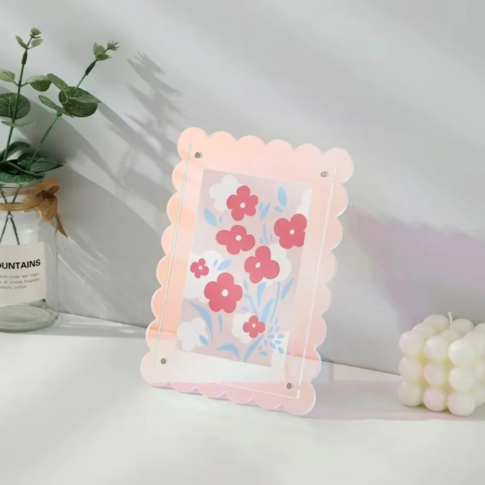 New Acrylic Photo Frame Colorful 7inch Postcard Display Stand Nordic Style with Wave Shape Desktop Ornaments Gift