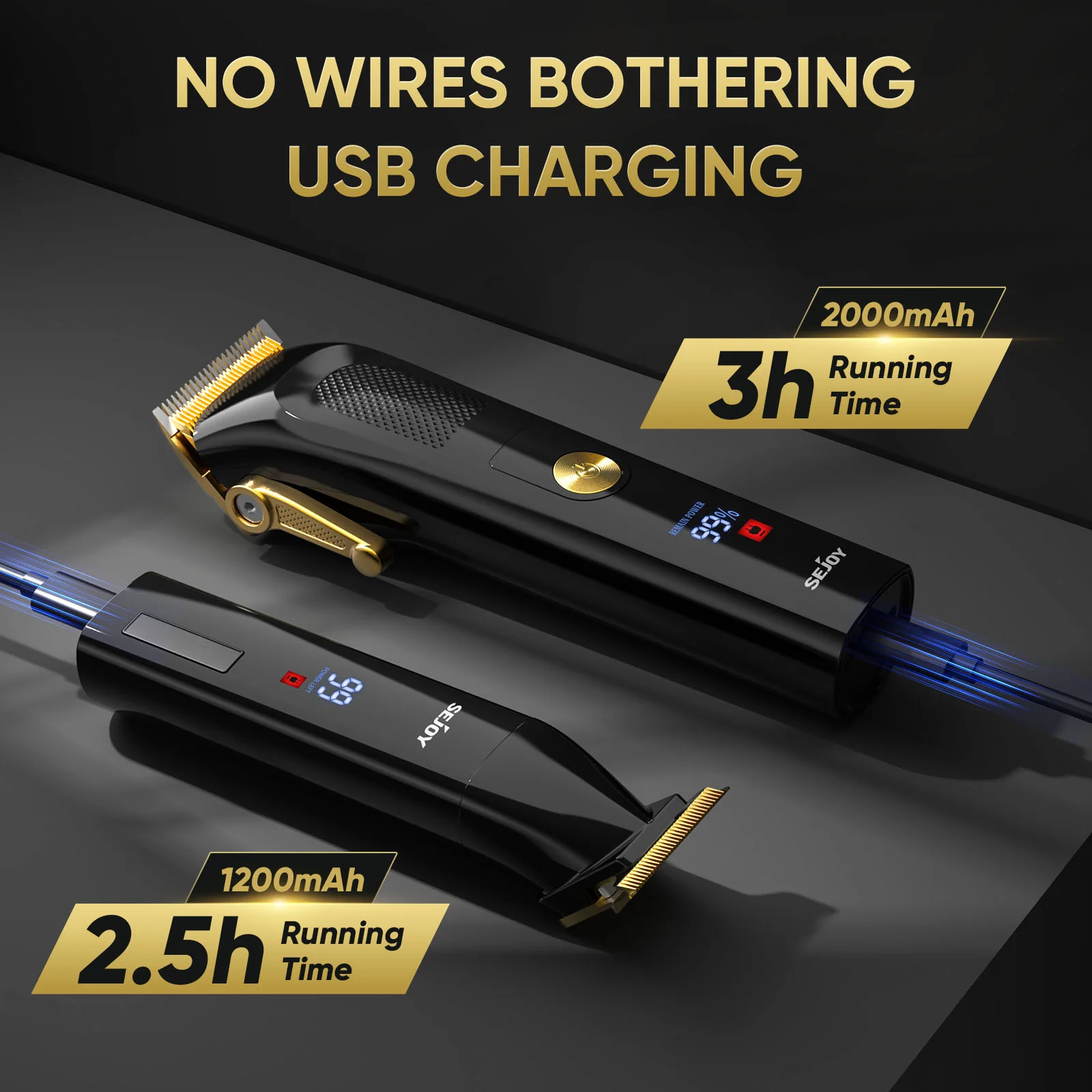 SEJOY Professional Electric Hair Clippers kit for Men Cordless Clippers Hair Trimmers Grooming Set Haircut Machine for Family