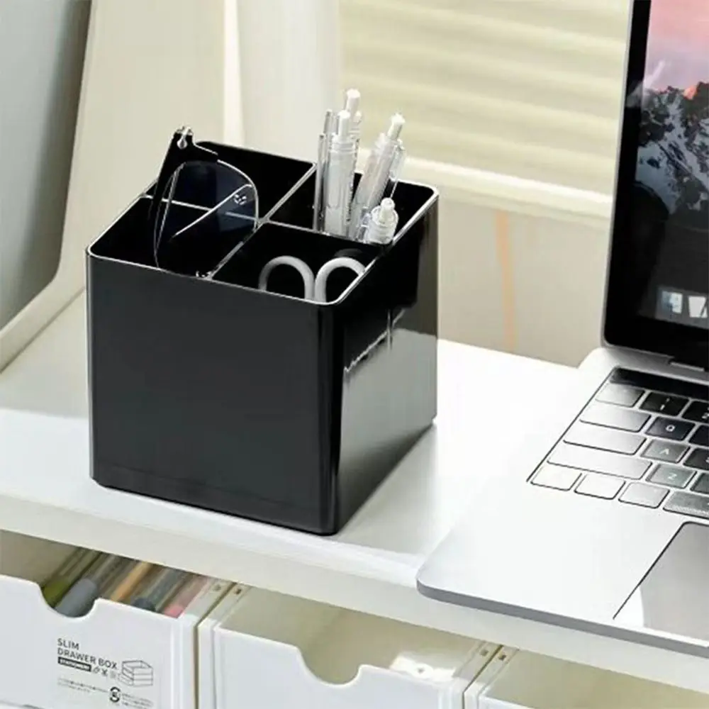 Multi-functional Plastic Makeup Brush Holder Black Pen Holder Desktop Organizer Students