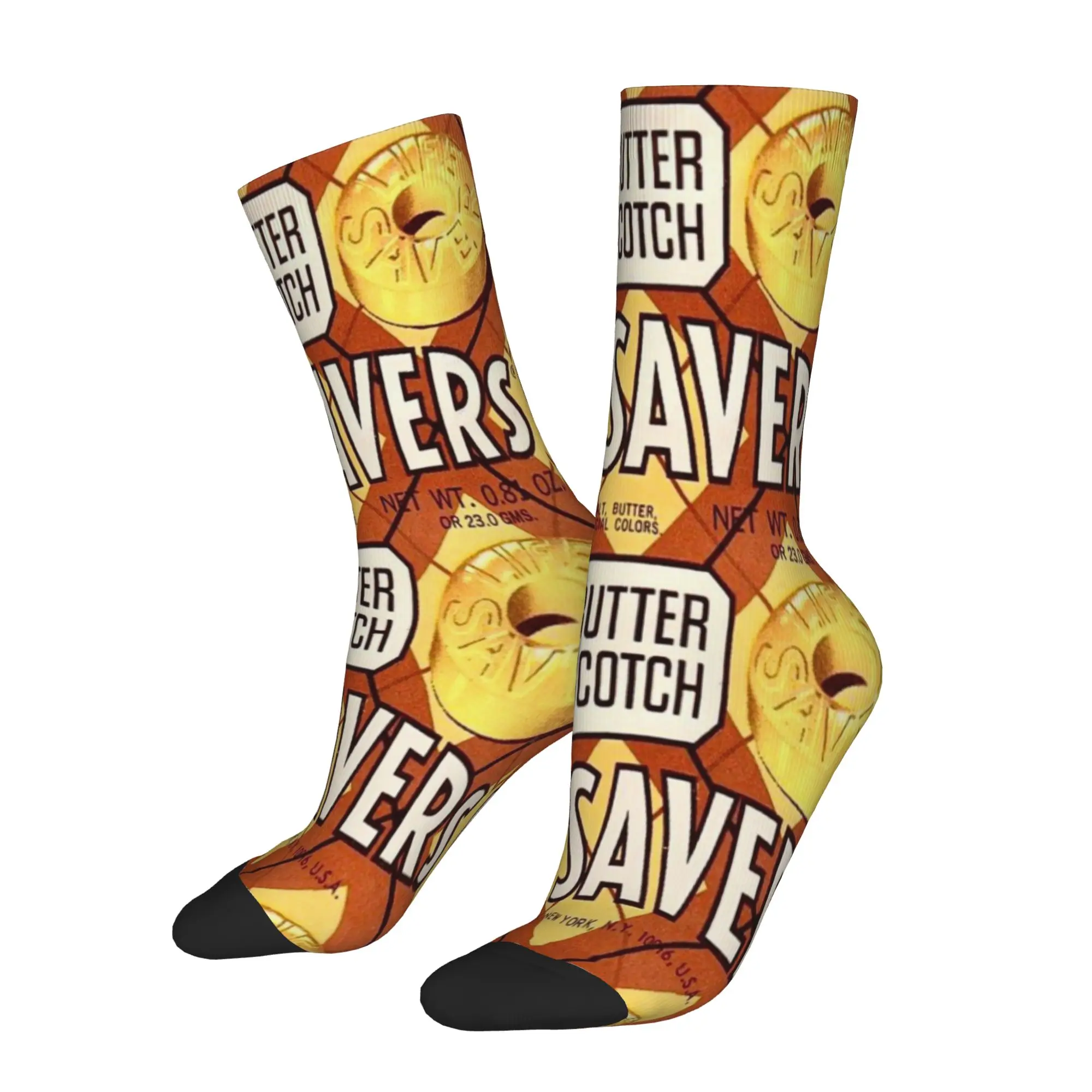 

1 пара забавных носков Life Savers, желтые мужские носки в стиле хип-хоп с качественным принтом, повседневные мужские носки