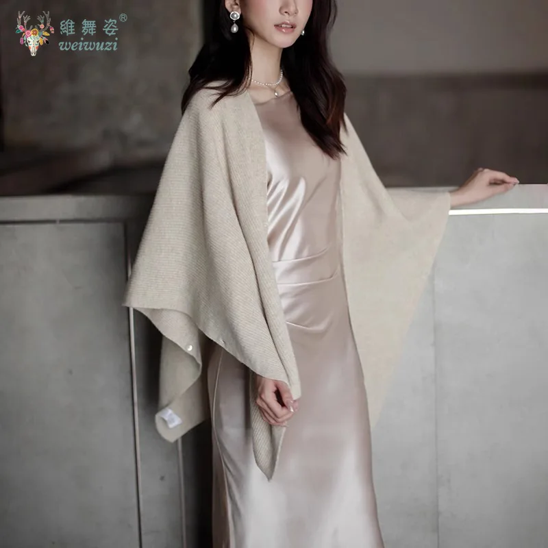 New French Style Simple Satin Champagne Gold Slant Neck Single Shoulder Evening Dress Wedding Bridesmaid Host Performance Dress