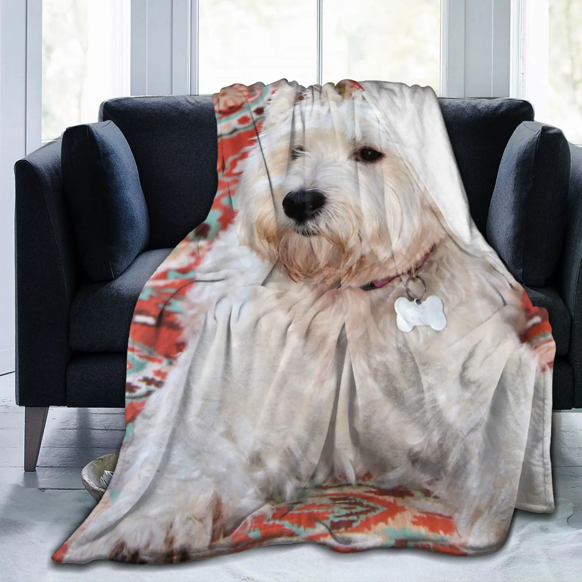 

Scottish Dog Blankets Fleece Spring/Autumn Gift for Animal Dogs Lover Ultra-Soft Throw Blanket for Home Bedroom Bedspreads