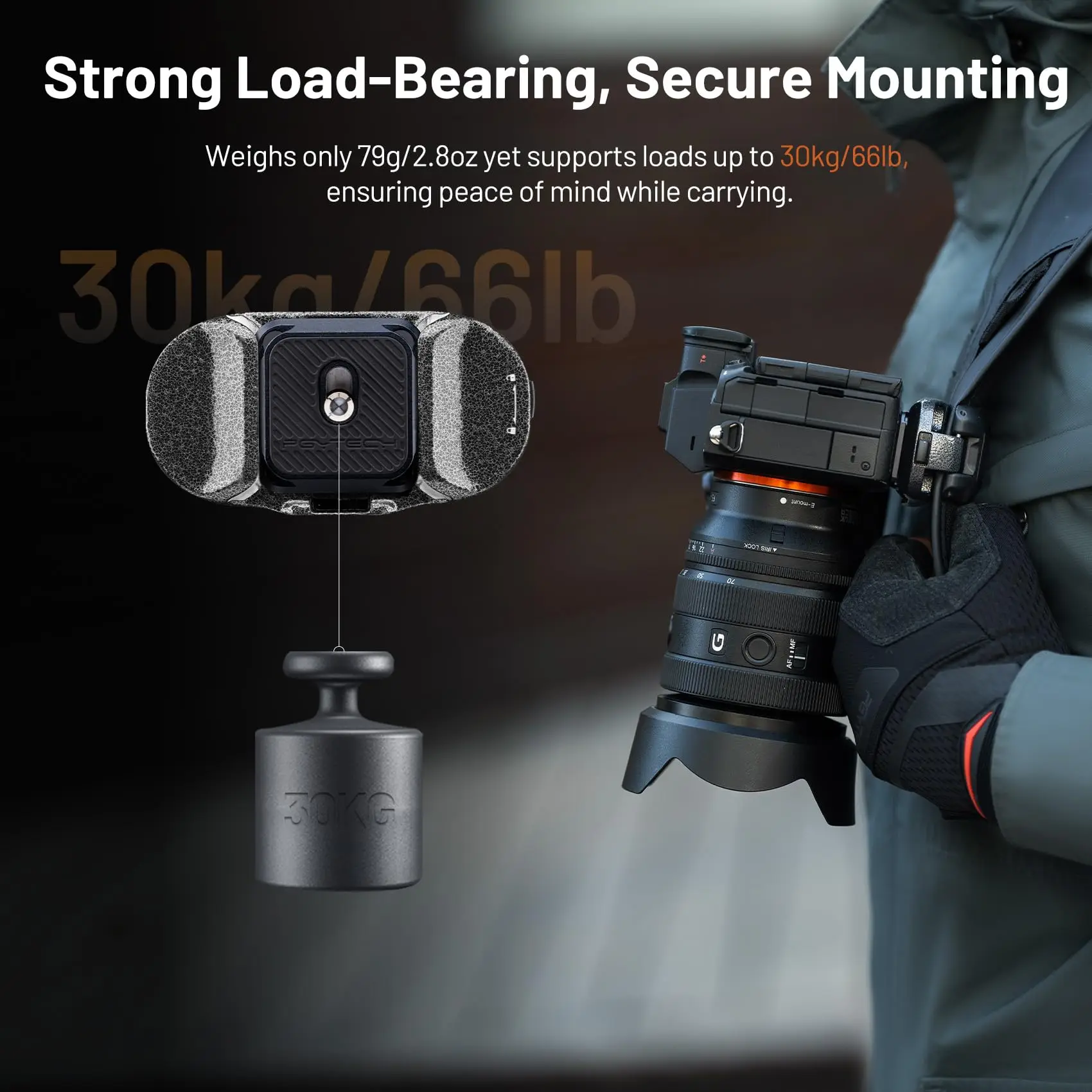 PGYTECH Beetle V2 Camera Backpack Clip Quick Release Plate Arca‑Swiss SnapLock System Black FOR Sony Nikon Fuji DSLR Cameras