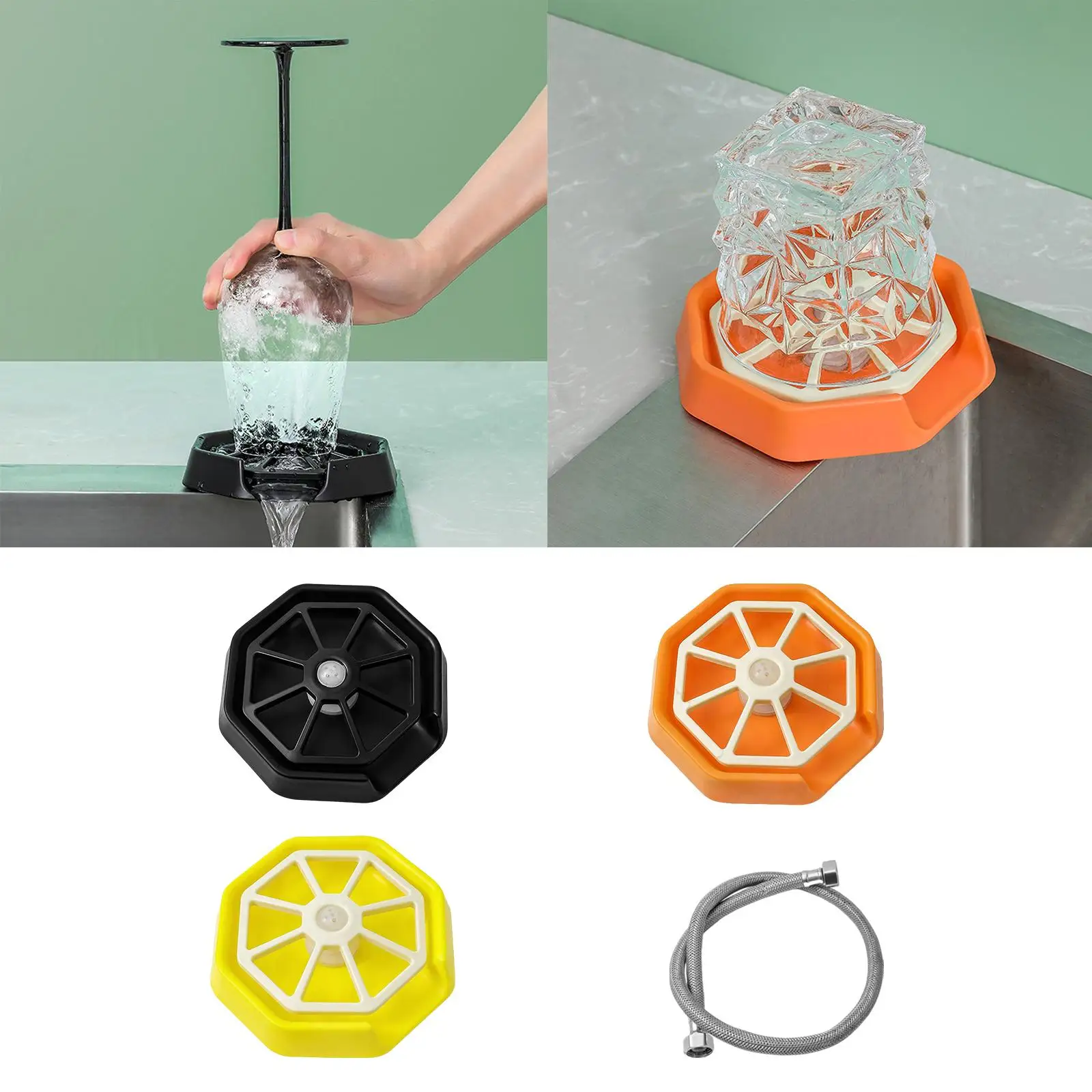 Kitchen Rinser Cup Washer Attachment Stainless Steel Glass Rinser Bar Coffee Milk Bottle Cleaner Tool for Sink Cafe Hotel