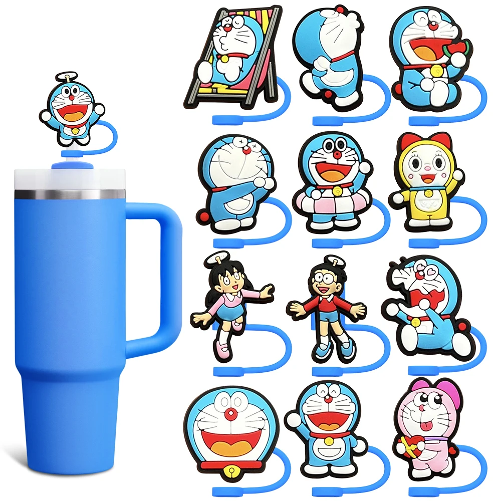 JP Cartoon Straw Cover Cap 10MM Drink Straw Plug Silicone Reusable Splash Proof Drinking Cup Straw Cap accessories Pendant Gift