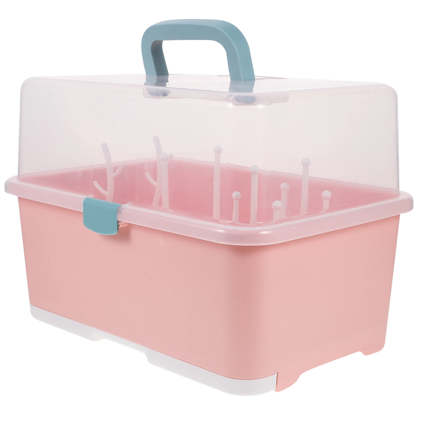 

Baby Bottle Storage Box Air-Dry Covered Rack Multi-Functional Organizer Baby Bottle Drainer Holder Feeding Utensil Storage Case