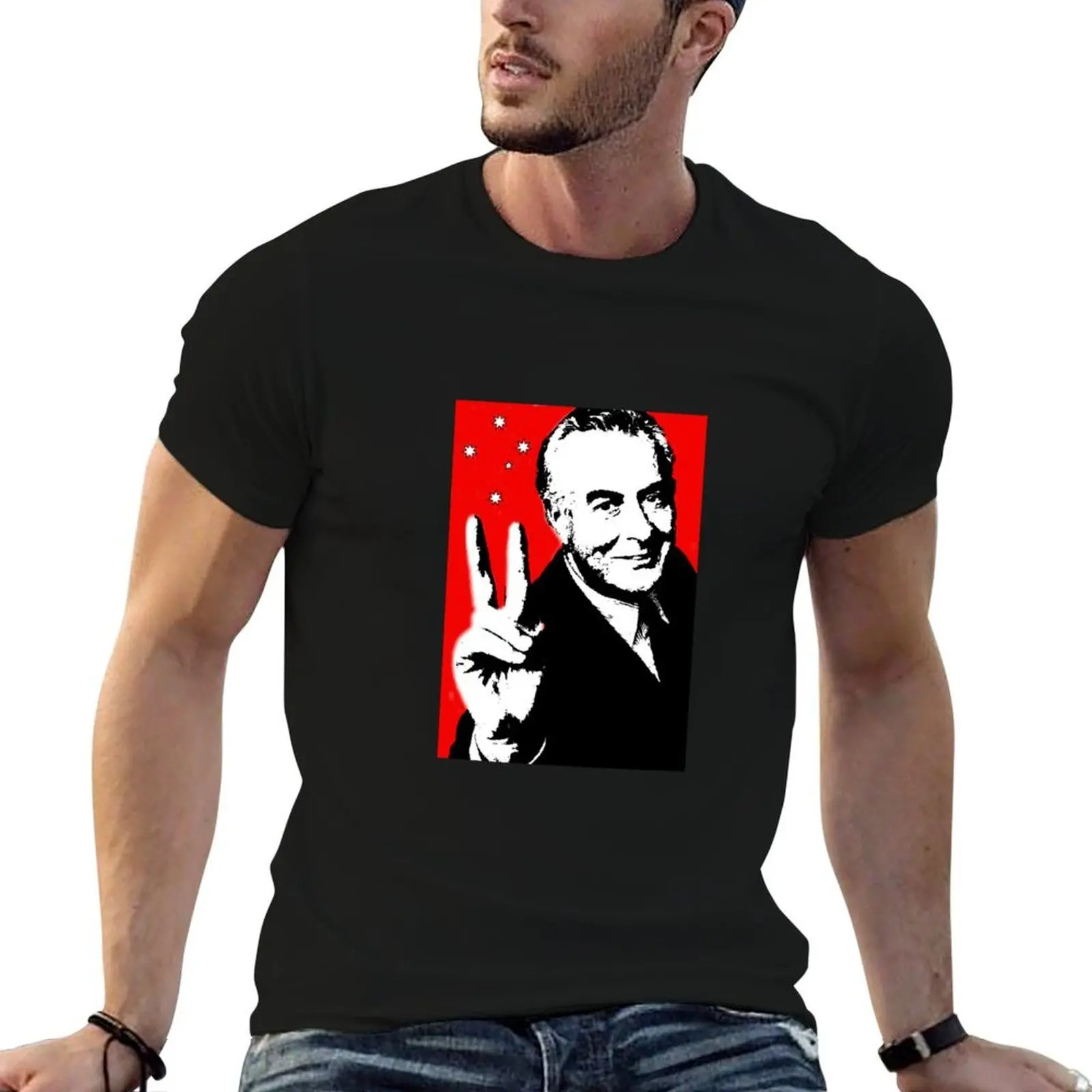 Gough instead of che, white on red T-Shirt vintage tops men graphic t shirts