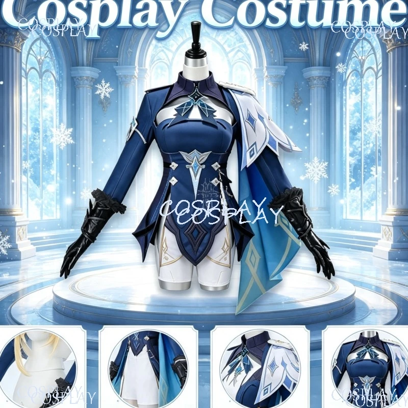 Disfraz de Cosplay de Genshin Impact Traveler Snezhnaya, Nuevo Look de Lumine Aether, Traje para Eventos de Cosplay, Cómics y Temáticas de Escenario