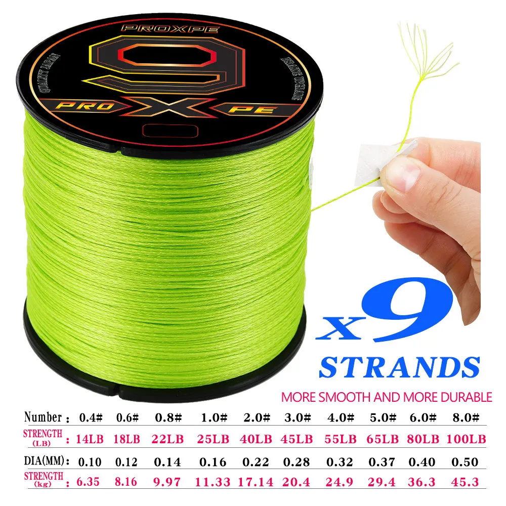 PROXPE 9 Strands Braided PE Fishing Line 300M 500M 1000M 100M Japan Super Strong Multifilament Durable Carp Fishing Line Pesca