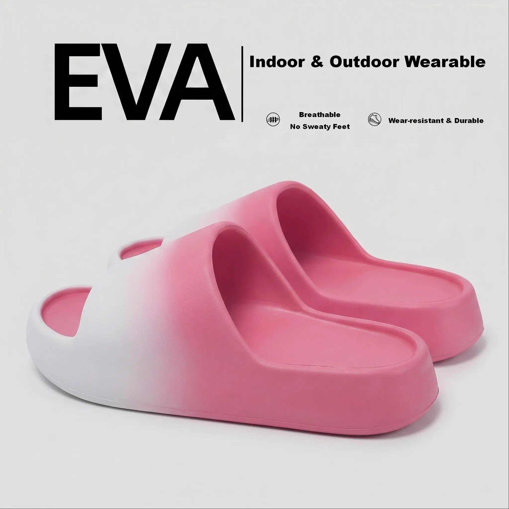 Unisex Four-Season Comfort Sandals, solid gradient color design, lightweight & breathable, minimalist stylish. Anti-slip indoor
