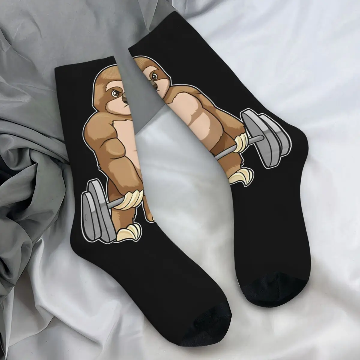 Sloth Bodybuilding Weightlifting Socks Trendy Stockings Couple Comfortable Running Sports Socks Autumn Design Non Slip Socks