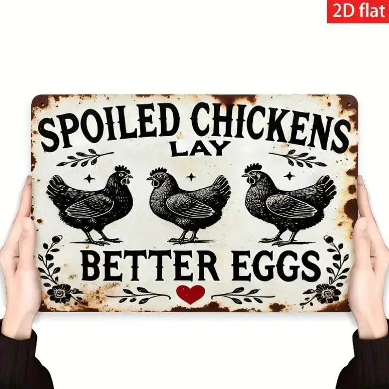 Fun Farmhouse Chicken Wall Decor Aluminum Sign - 