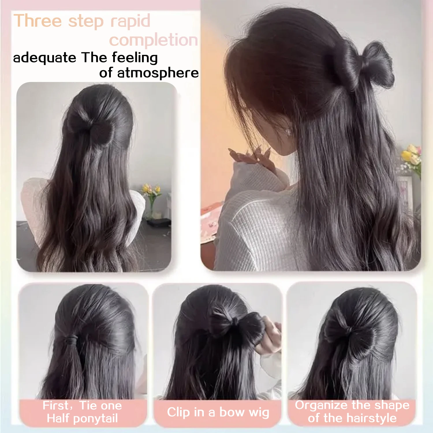 Wavy Claw type Bowknot Hair Bun Synthetic Clip In Hair Extensions  Elegant Natural suitability daily use for Hair accessories