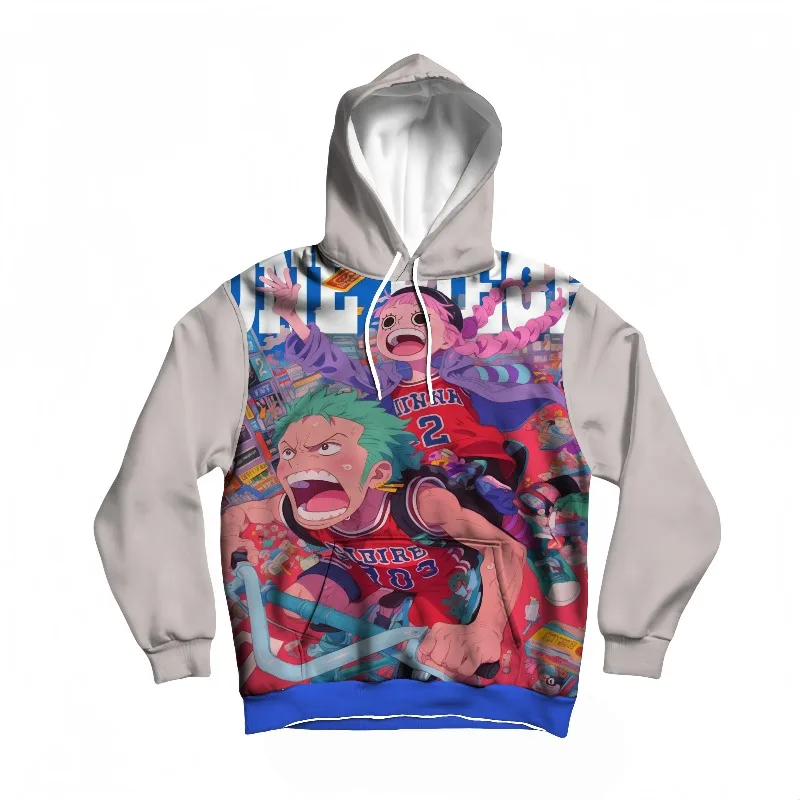 

Мужская осенне-зимняя цельная толстовка с капюшоном Zoro & Perona, теплый пуловер с аниме-дизайном высокой четкости для повседневной носки