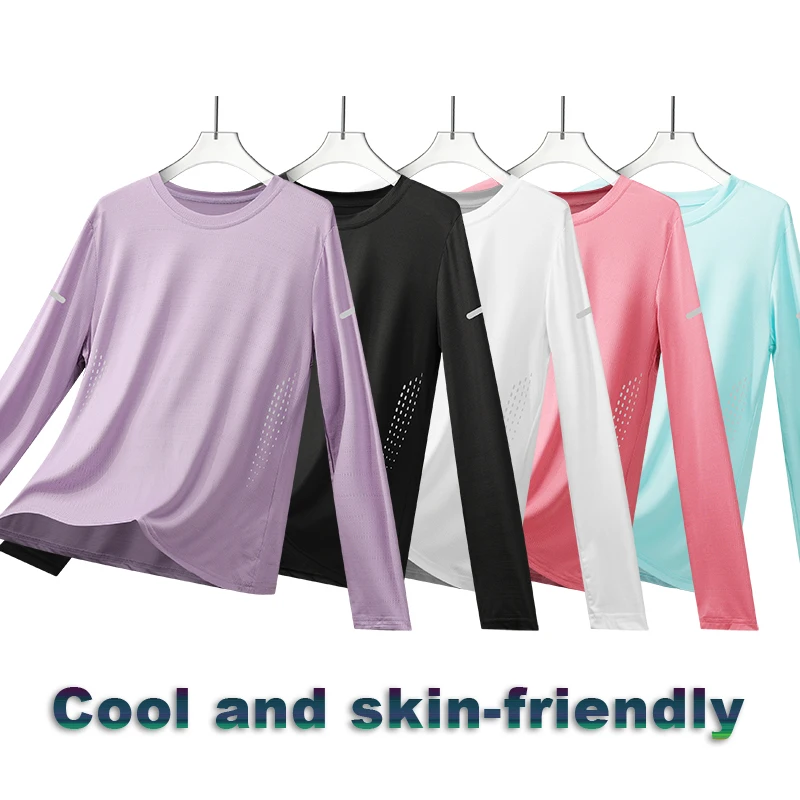 Trendy Casual Long-Sleeved Ice Silk Bottoming Shirt Soft Comfortable for Men And Women Fashionable Versatile Round Neck Design