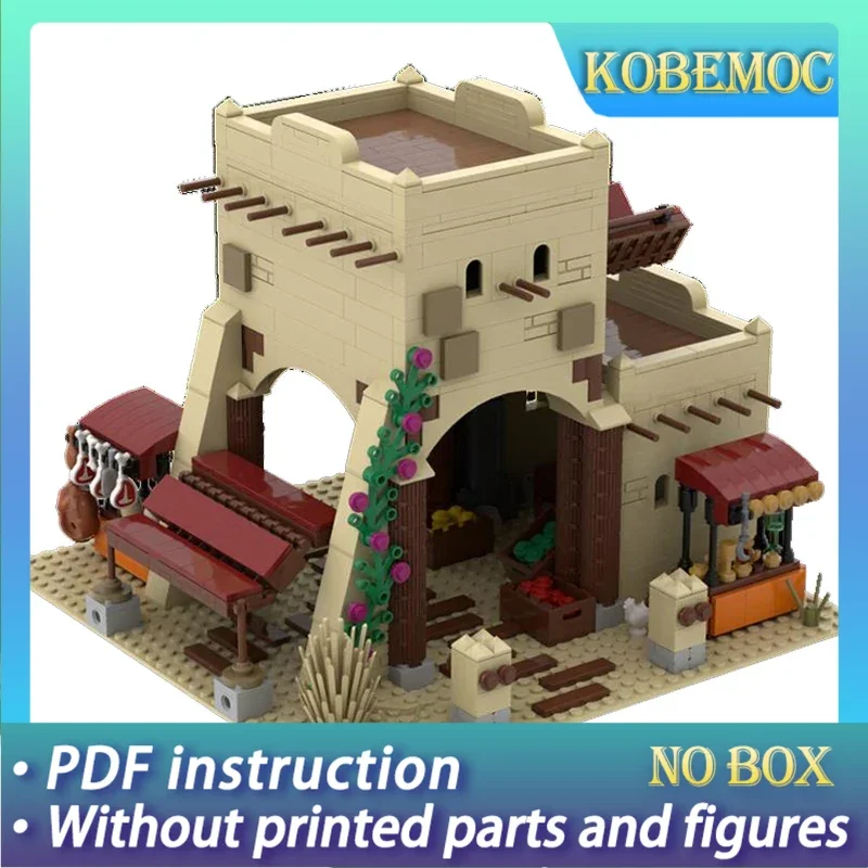 Moc Building Blocks Street View Modello Desert Market Mattoni tecnici Assemblaggio fai-da-te Giocattoli da costruzione per bambini Regali di festa
