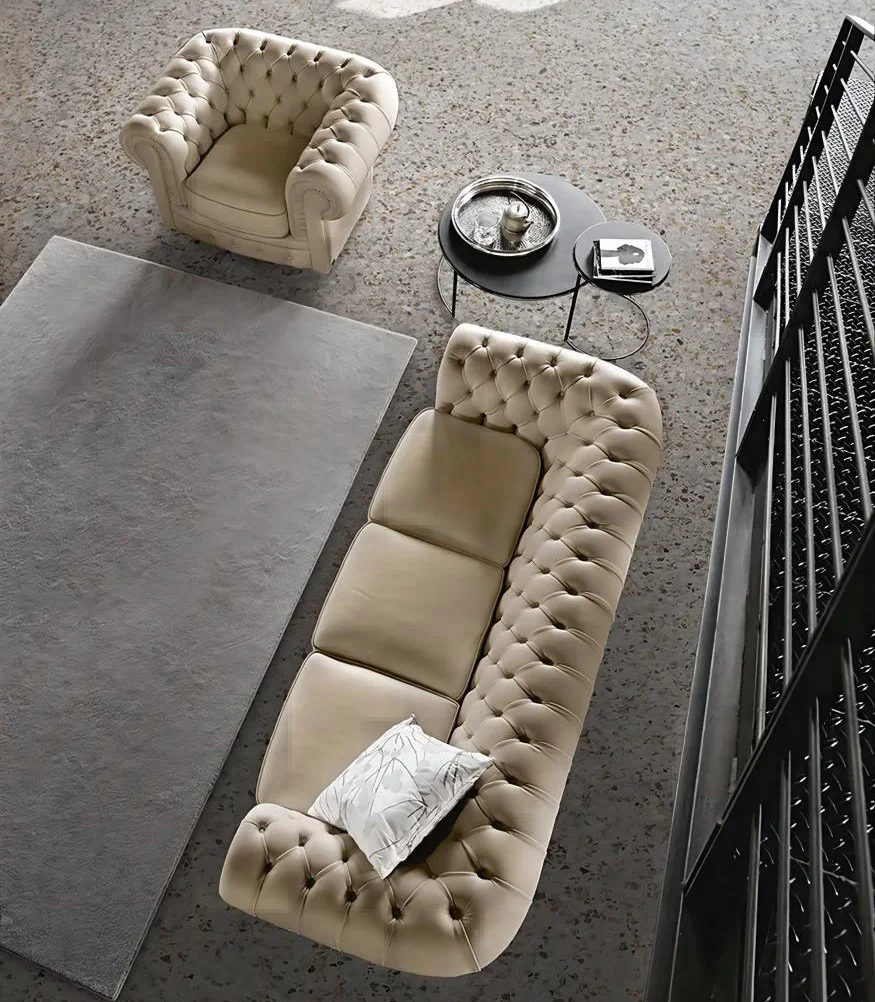 

# Hot Sales Light Green Antique Hotel Living Room Furniture Chesterfield-sofa Genuine Leather Chesterfield Sofa Set