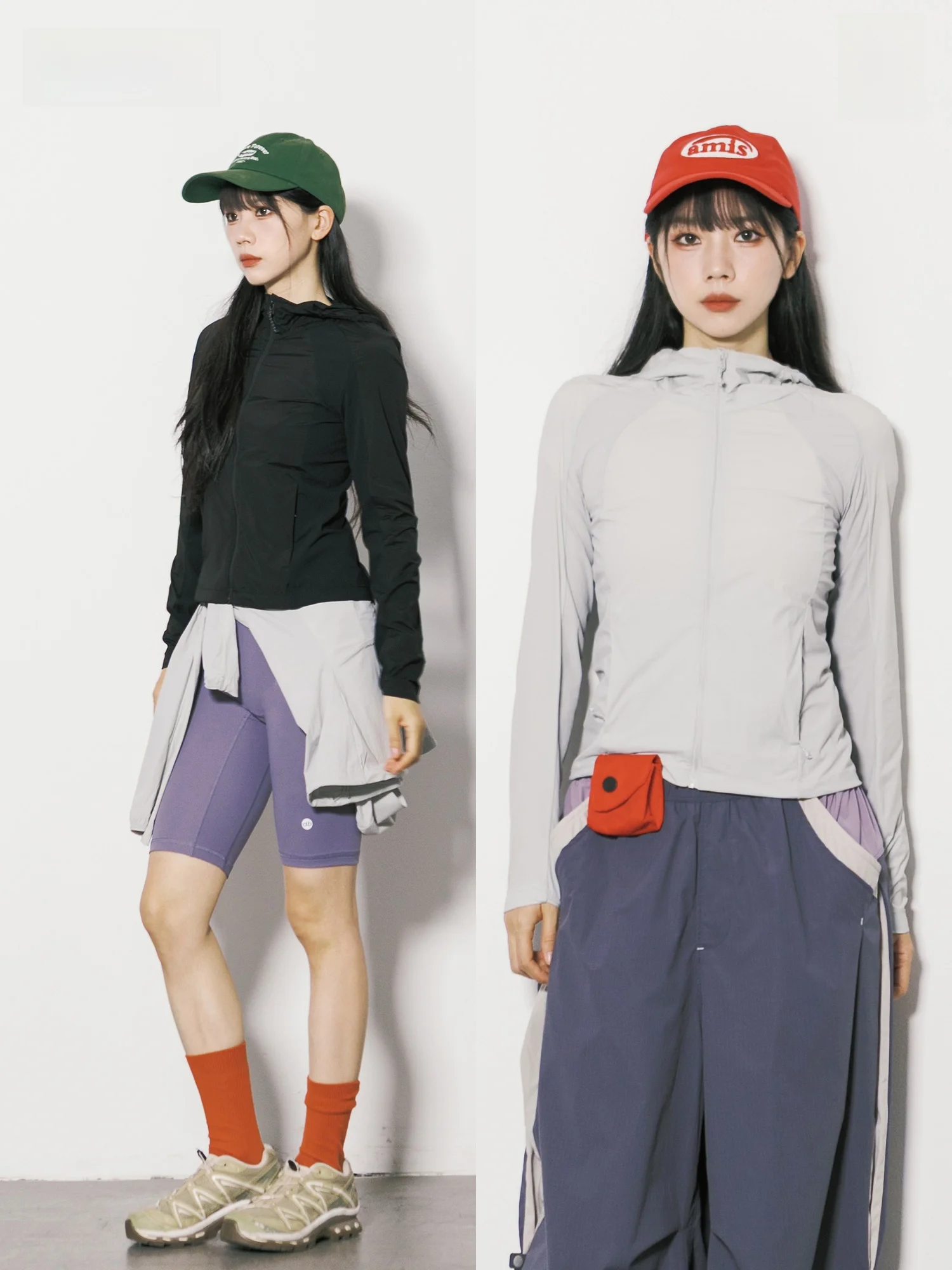 RCDB Outdoor Sporty Hat UPF50 Original Yarn Lightweight Quick Dry Women's Slim Fit Outerwear Nylon Long Sleeve Zipper Closure