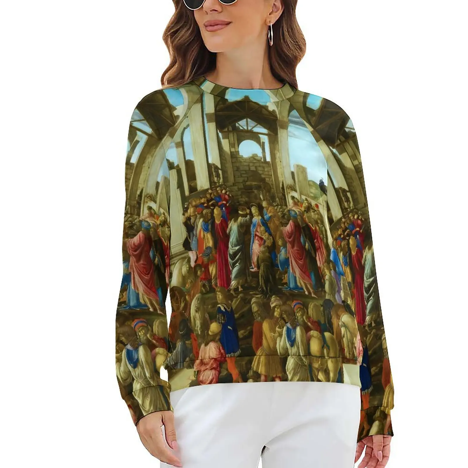 

Sandros Botticelli Hoodies The Adoration of The Magi 1470 Korean Fashion Oversized Hoodie Women Long Sleeve Custom Casual Clothe