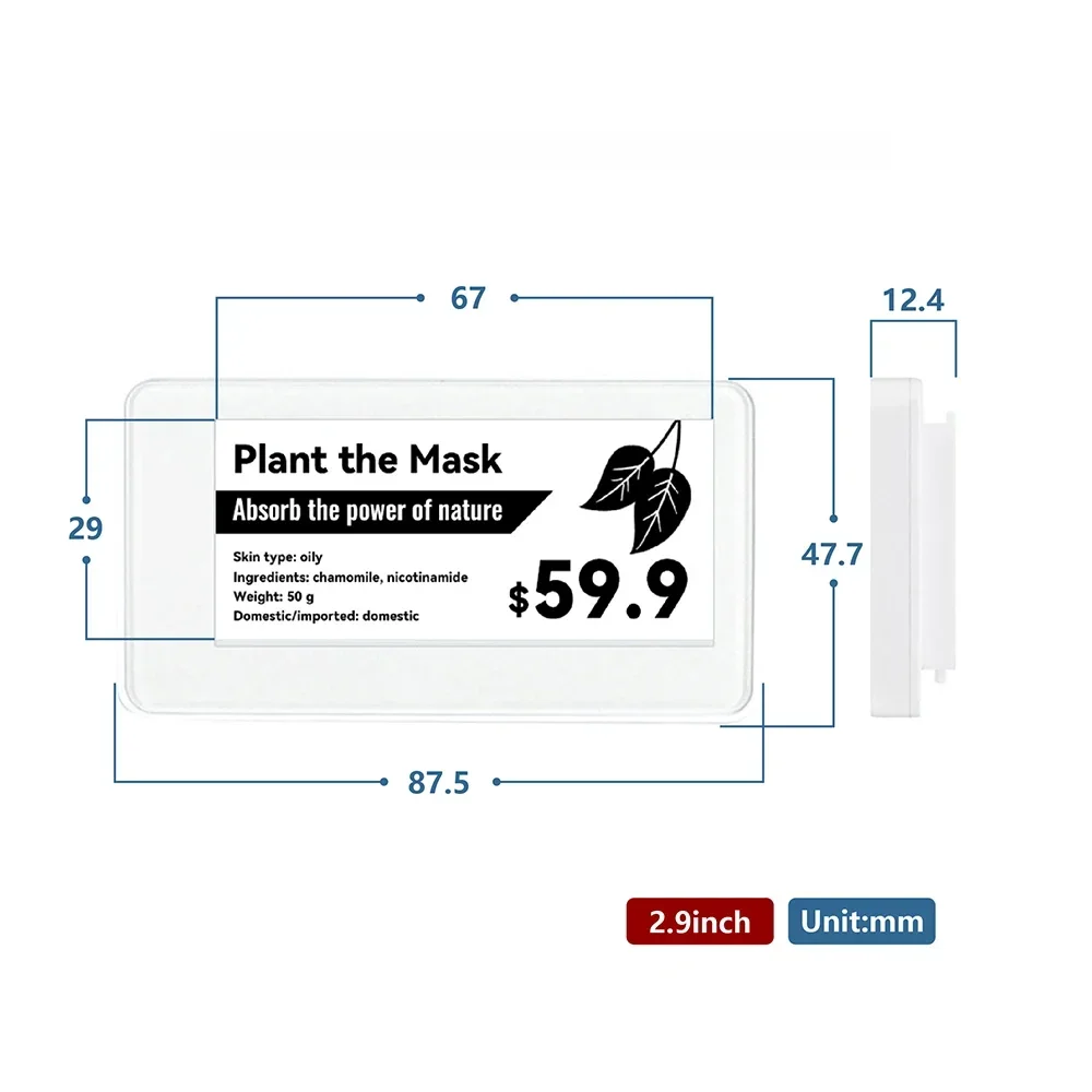 상점용 디지털 가격표 NFC 전자 선반 라벨, NFC 안드로이드 앱, 2.9 인치
