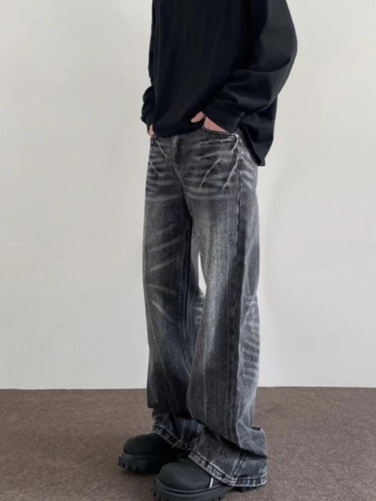 American High Street Cleanfit Washed Distressed Lightning Jeans Straight Slight Flare Vibe Style Pants