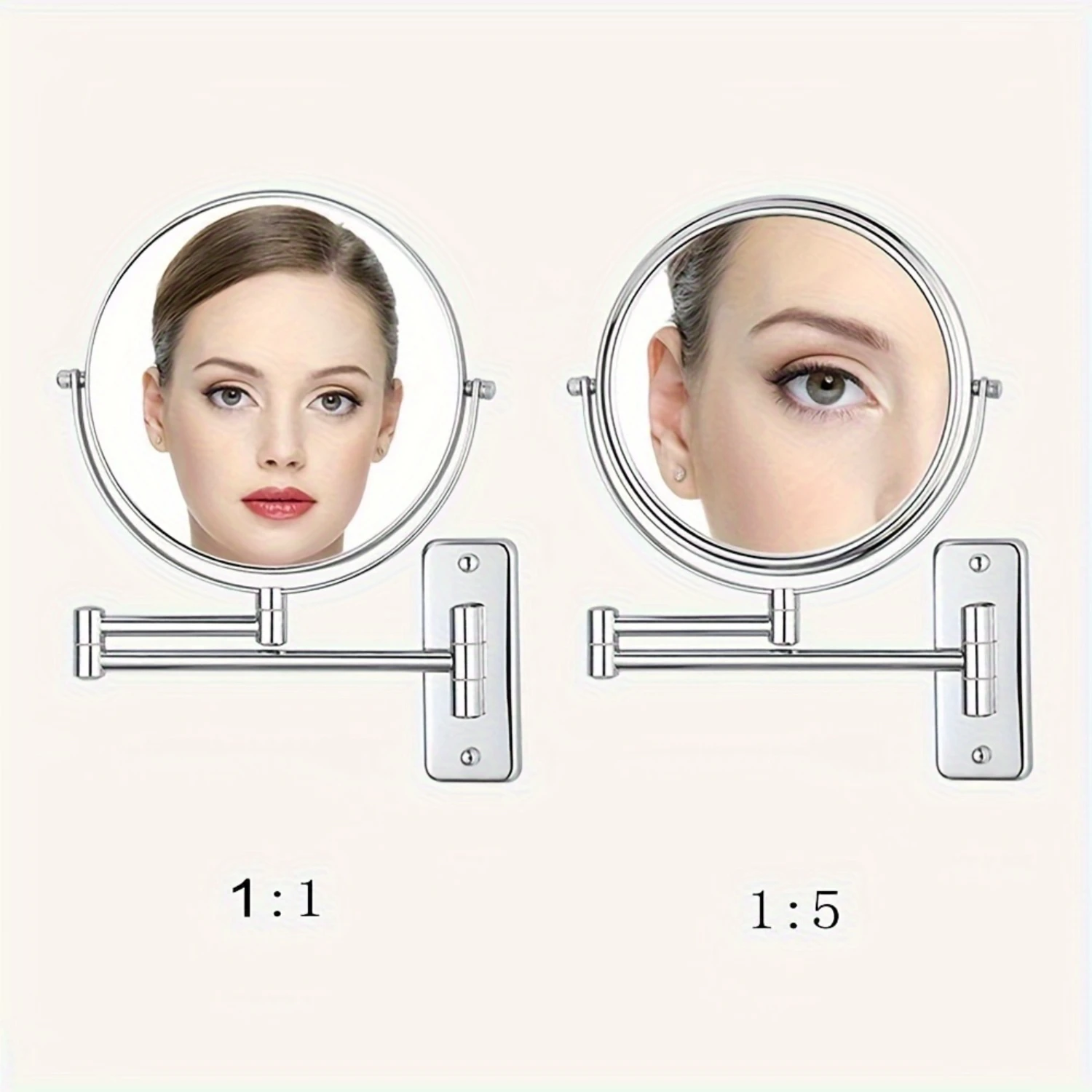 5x vergrotende wandgemonteerde make-upspiegel - dubbelzijdig, uitschuifbaar en verstelbaar, draaibaar ontwerp voor ultrahelderheid, ideaal voor badkamer