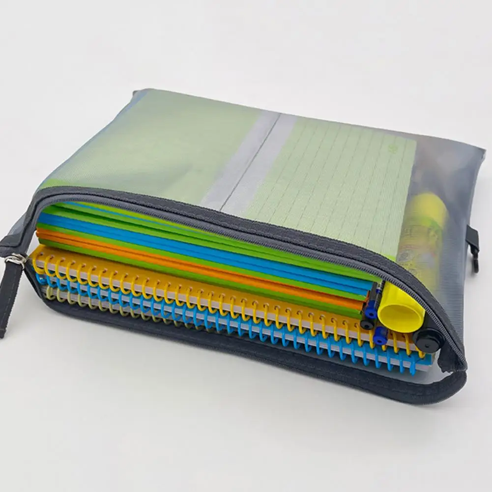 Porte-fichiers A4 en nylon durable, sac de dossier portable peu encombrant avec fermeture à glissière pour l'école et le bureau