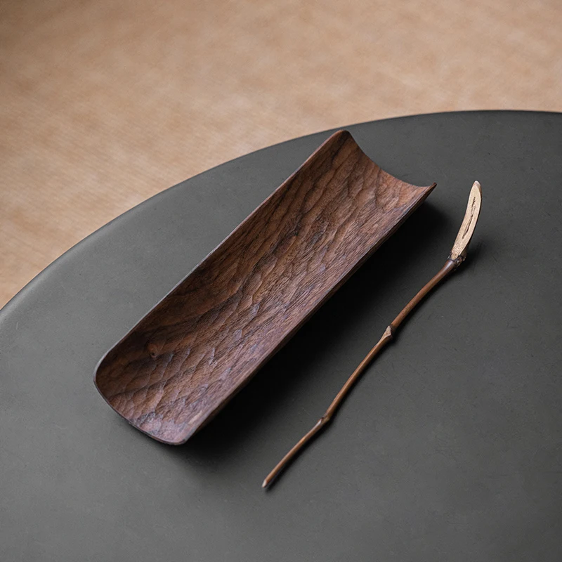 

XK Black Walnut Tea Spoon Pick Two-Piece Solid Wood Mat