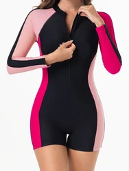 Women Long Sleeve Surfing Sport Swimsuit 2026 One Piece Slim Swimwear Rashguard Diving Clothes Bathing Swimming Bodysuit 2XL