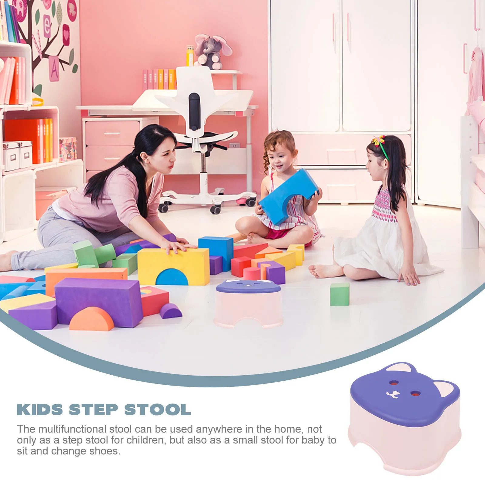 

Children Kids Step Stool Non-Slip Plastic Low Stool For Washing Hands Bathroom Kitchen Use Lightweight Pp