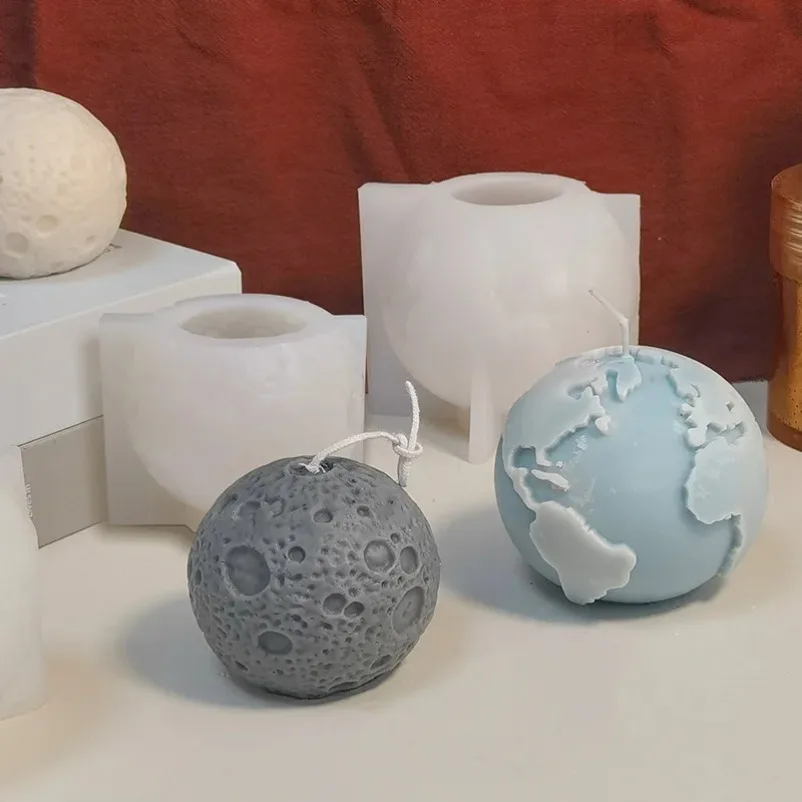 3D Earth Moon Silicone Candle Mold DIY Planet Crafts Resin Plaster Casting Molds Handmade Soap Making Tools Home Decor Gifts