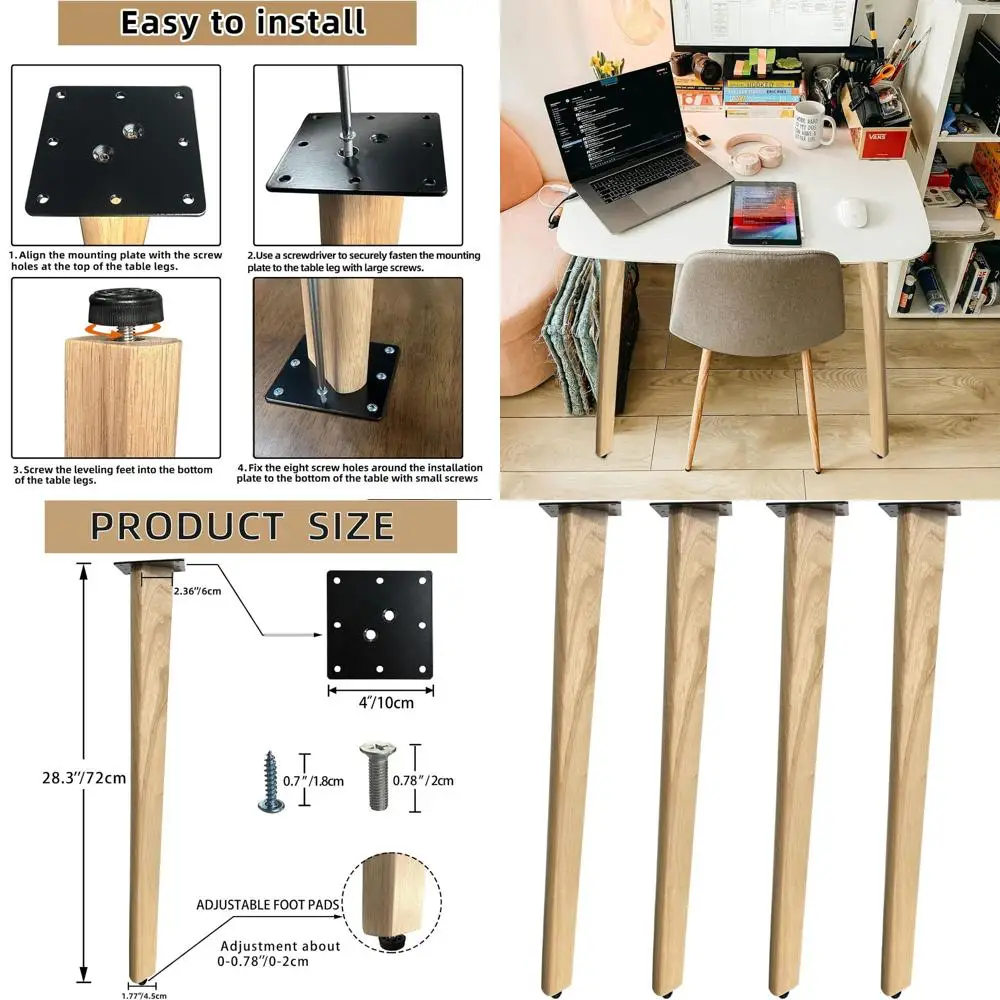 

Набор из 4 наклонных ножек для стола из натурального массива дерева (28 шт.) для самостоятельной сборки столов и мебели