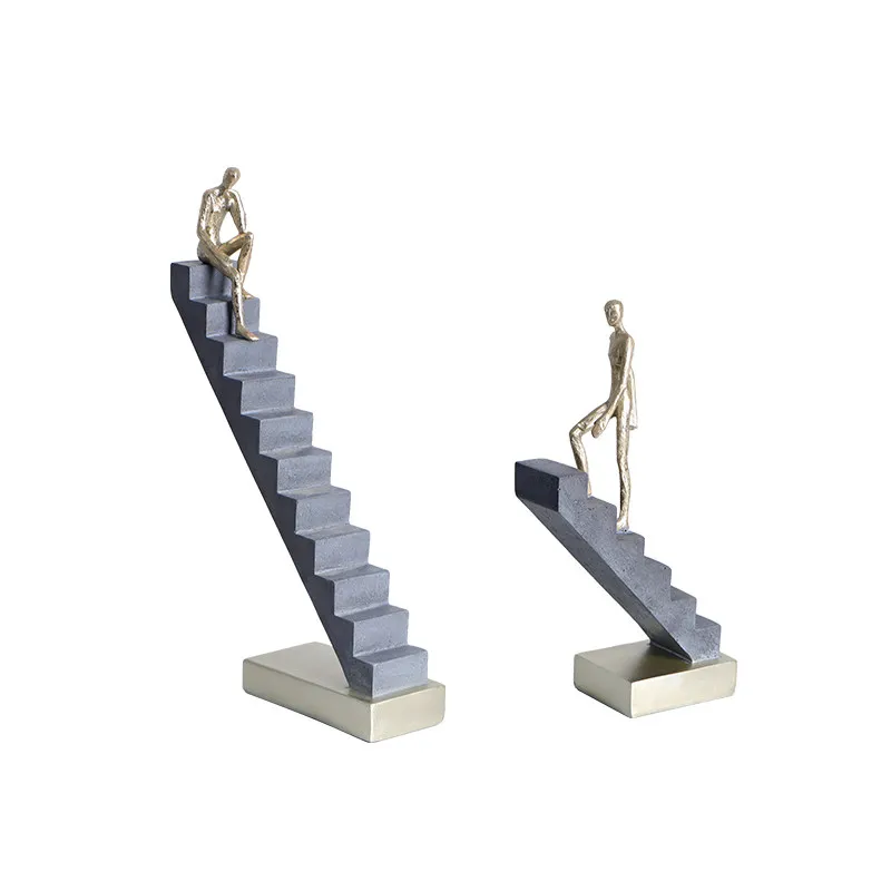 

Light luxury entrance abstract character thinker ornament living room office desktop staircase decoration ladder decoration