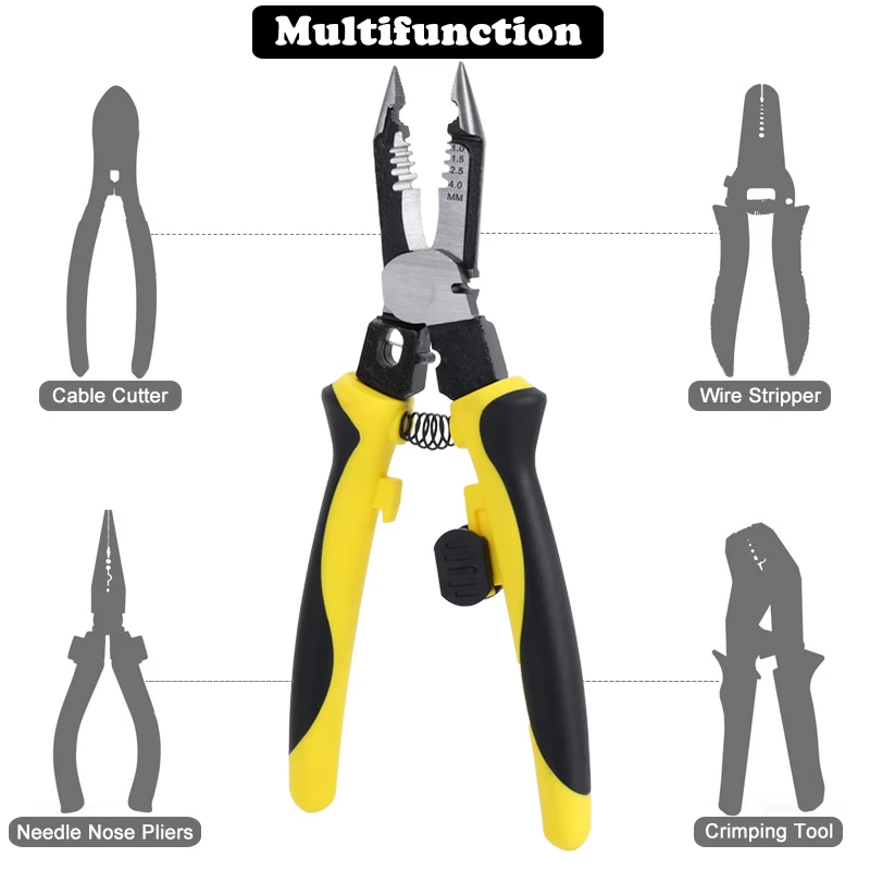 LUCHSHIY Multifunctional Universal เส้นทแยงมุมคีมช่างไฟฟ้า Multitool เข็มจมูกคีมยำหัวเครื่องมือช่างเครื่องตัด