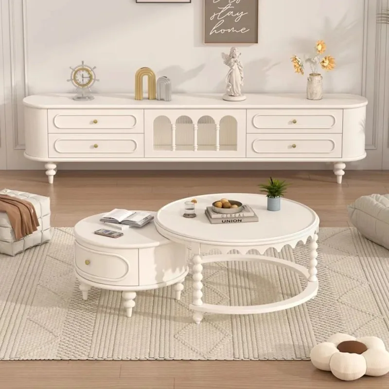 

Service Modern Coffee Table French Wavy Vintage Round Dinner Coffee Table Unique Trendy Mesa Auxiliar Living Room Decoration