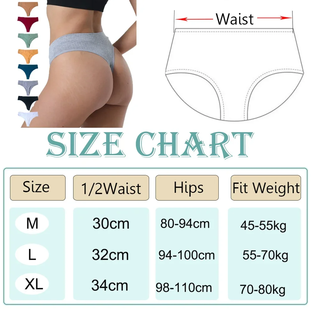 8Pcs/Set Women Sexy Cotton Thongs Solid Low Rise Stripe Female Panties Breathable G-String Soft Briefs Underwear Female Lingerie