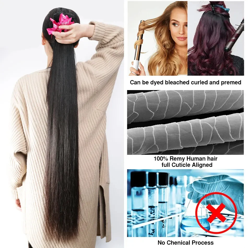 Straight Human Hair Bundles 24 26 28 Inch 100% Unprocessed Remy Hair Bundles Weave 3 Bundles Raw Hair Extension Double Weft Hair