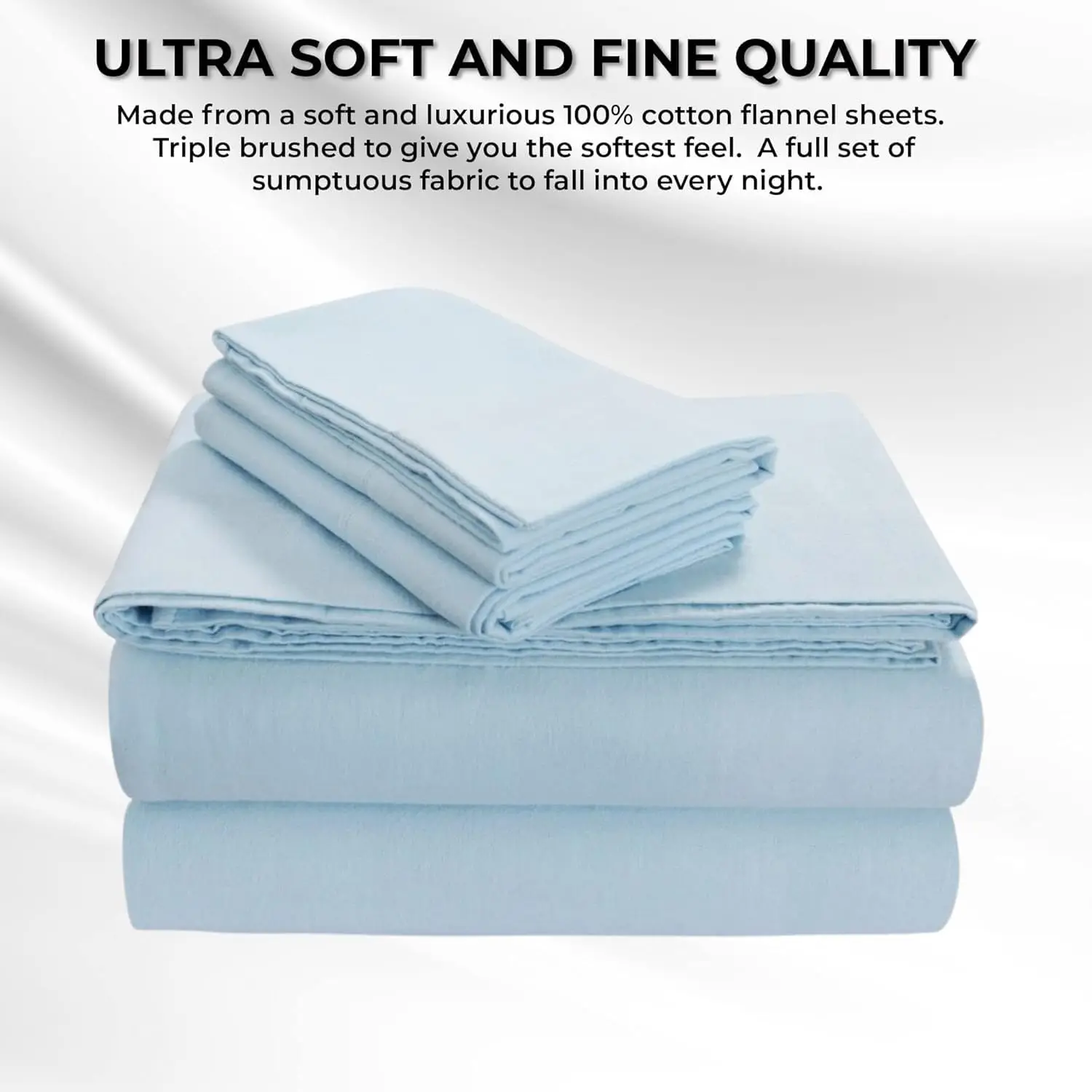 

California King Luxury Solid Flannel Extra Deep Pocket Fitted Sheet, Fits Up To 24"" Mattress, Sky Blue